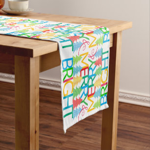 Colourful Christmas Trees Table Runner