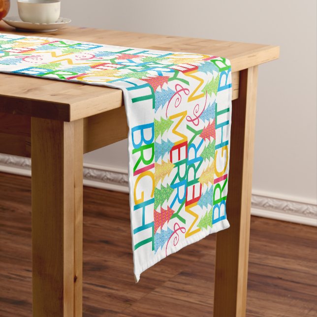 Colourful Christmas Trees Table Runner (In Situ)