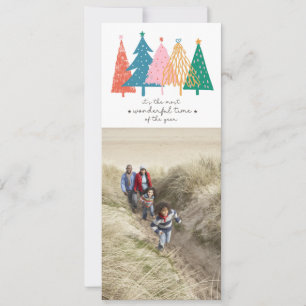 Colourful Christmas Trees Vertical 2 Photo Family Card