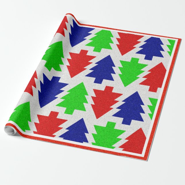 Colourful Christmas Trees - Wrapping Paper (Unrolled)