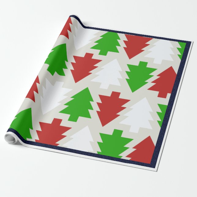Colourful Christmas Trees - Wrapping Paper (Unrolled)