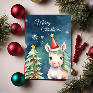 Colourful Christmas Unicorn Holiday Greeting Card