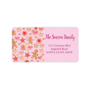 Colourful Christmas watercolor gingerbread cookies Label