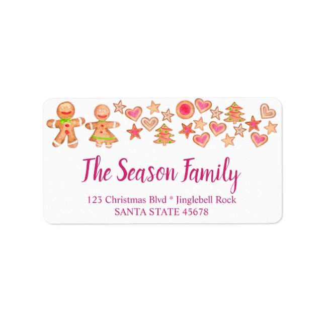 Colourful Christmas watercolor gingerbread cookies Label (Front)