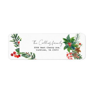 Colourful Christmas Watercolor Holly & Botanicals