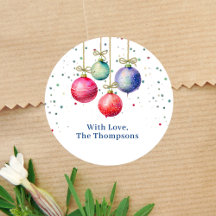 Colourful Christmas Watercolor Ornaments Custom