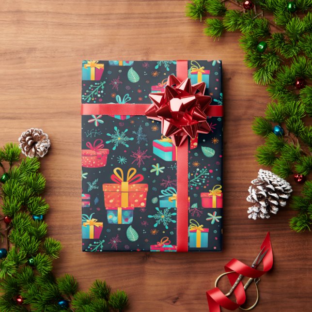 Colourful Christmas wrapping paper design (Holiday Gift)