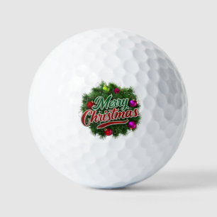 Colourful Christmas Wreath with Merry Greeting Golf Balls