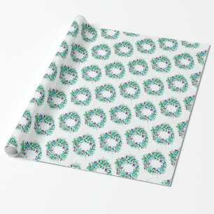 Colourful Christmas Wreath Wrapping Paper