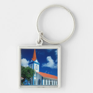 Colourful church on the island of Tahaa in the Key Ring