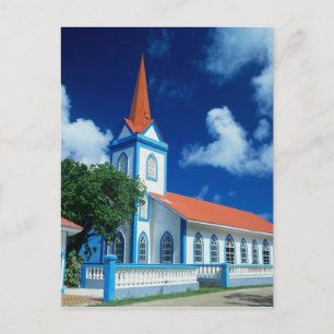 Colourful church on the island of Tahaa in the Postcard