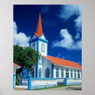 Colourful church on the island of Tahaa in the Poster