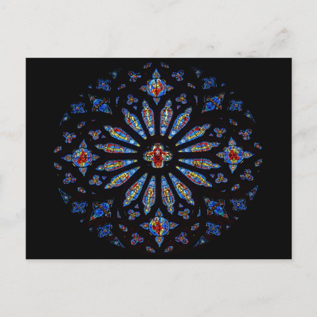 Colourful Church Stained Glass Postcard (Front)