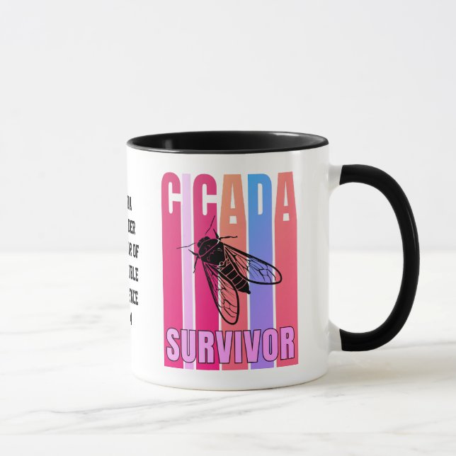 Colourful CICADA SURVIVOR with Custom Text Mug (Right)