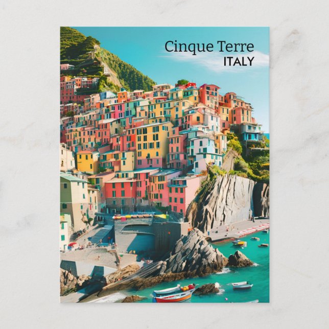 Colourful Cinque Terre, Italy - Customisable Photo Postcard (Front)