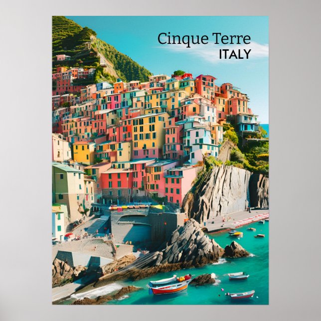 Colourful Cinque Terre, Italy - Customisable Photo Poster (Front)