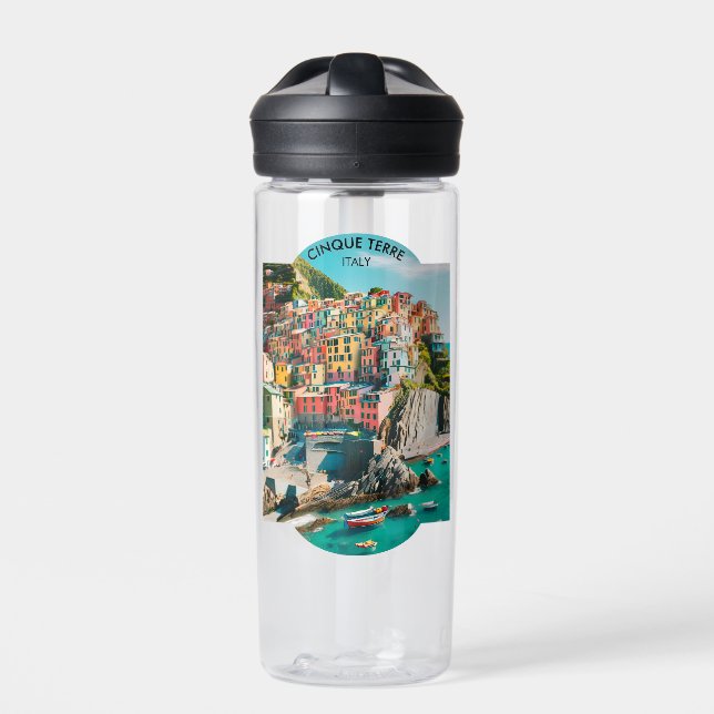 Colourful Cinque Terre, Italy - Customisable Photo Water Bottle (Front)