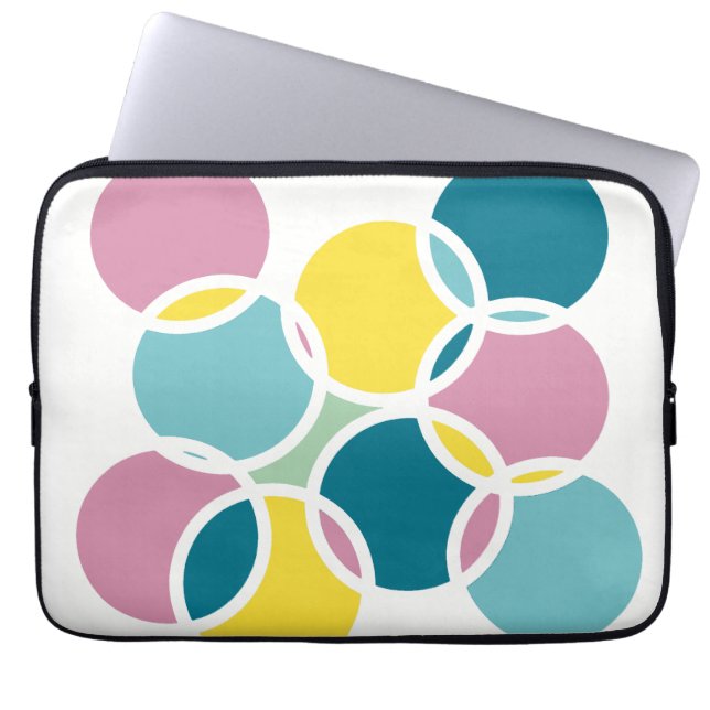 Colourful Circle Design – Fun Geometric Print Laptop Sleeve (Front)