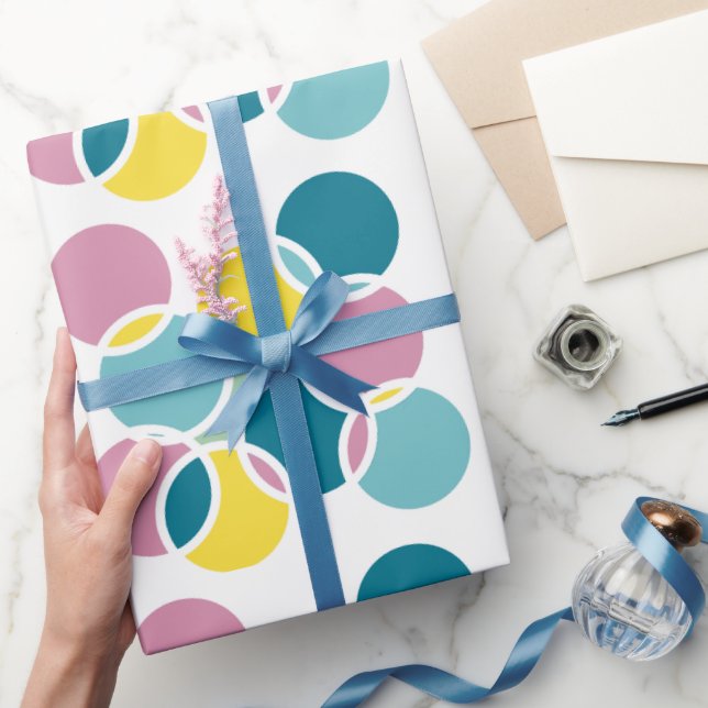 Colourful Circle Design – Fun Geometric Print Wrapping Paper (Gifting)