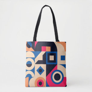 colourful circle geometric pattern tote bag