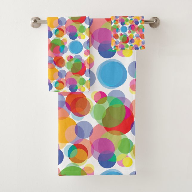 Colourful Circle Pattern Bath Towel Set (Insitu)