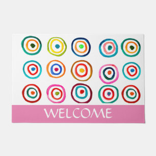 Colourful circle rainbow watercolor doormat