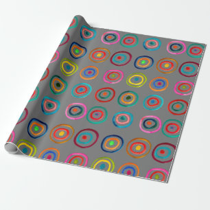 Colourful circle rainbow watercolor wrapping paper