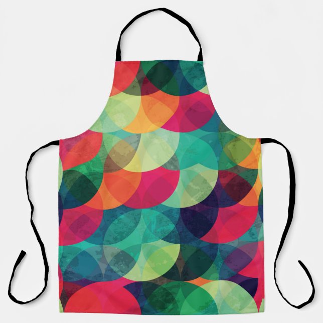 colourful circle seamless pattern with grunge effe apron (Front)