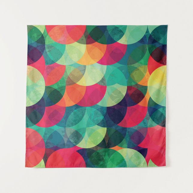 colourful circle seamless pattern with grunge effe tapestry (Front)