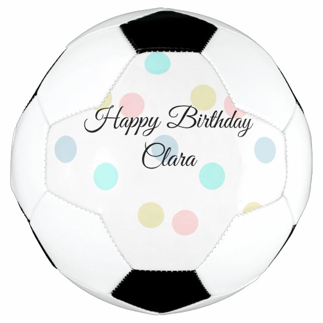 Colourful circle shape happy birthday add name tex football (Front)