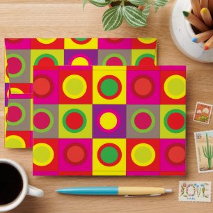Colourful Circle Square Geometric Pattern   Envelope