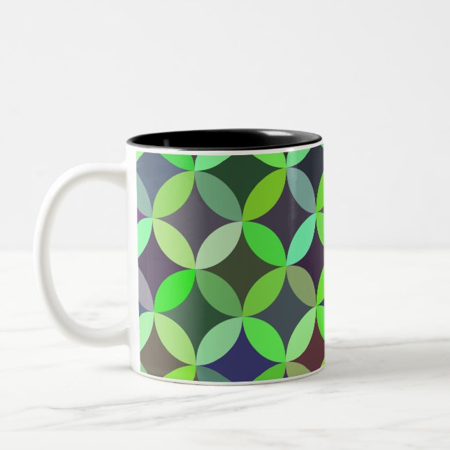 Colourful Circle Star Quilt Pattern  Two-Tone Coffee Mug (Left)