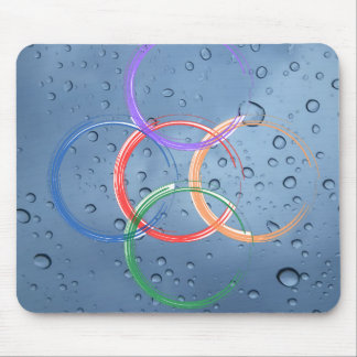 colourful circle with water drops mouse mat
