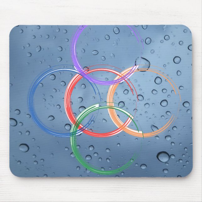 colourful circle with water drops  mouse mat (Front)