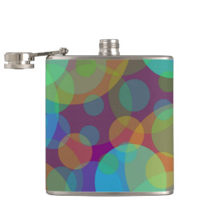 Colourful Circles Abstract Art Hip Flask
