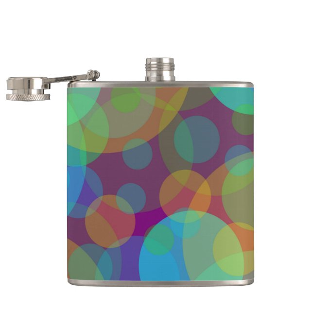 Colourful Circles Abstract Art Hip Flask (Opened)