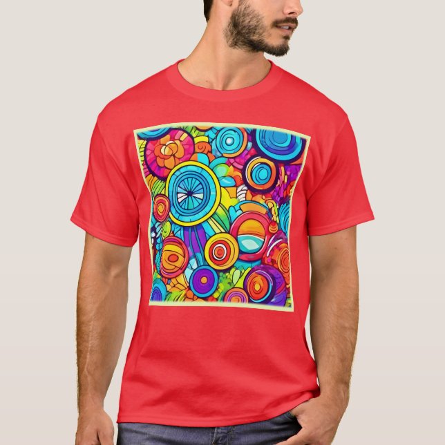 Colourful Circles Abstract Art T-Shirt (Front)