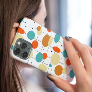 Colourful Circles and Lines Mid-century Pattern iPhone 14 Case