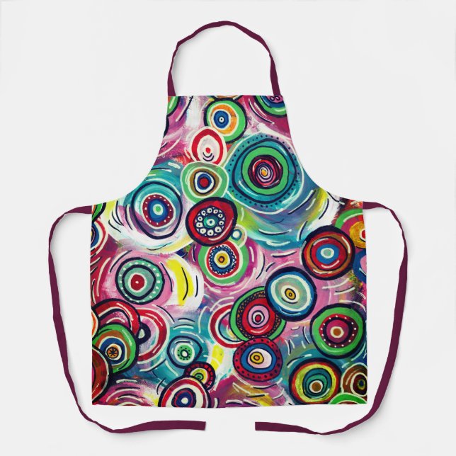 Colourful Circles and Swirls Original Abstract Art Apron (Front)