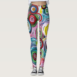 Colourful Circles and Swirls Original Abstract Art Leggings