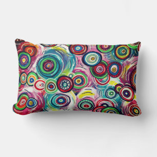 Colourful Circles and Swirls Original Abstract Art Lumbar Cushion