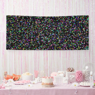 Colourful circles bubbles on black unique pattern banner