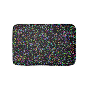 Colourful circles bubbles on black unique pattern bath mat