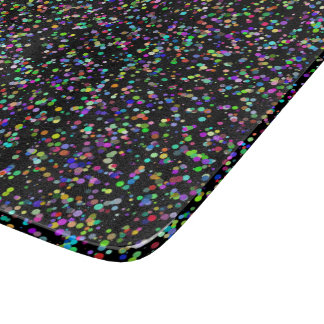 Colourful circles bubbles on black unique pattern cutting board