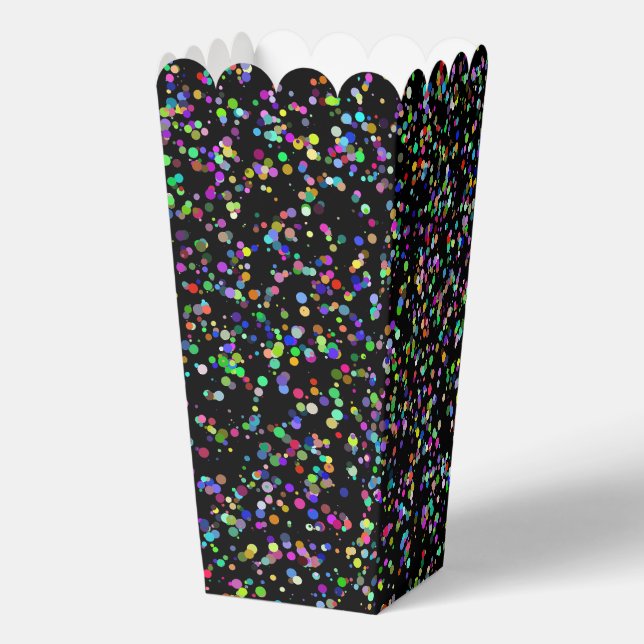 Colourful circles bubbles on black unique pattern favour box (Back)