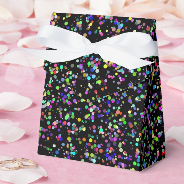 Colourful circles bubbles on black unique pattern favour box (Wedding)