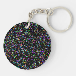 Colourful circles bubbles on black unique pattern key ring