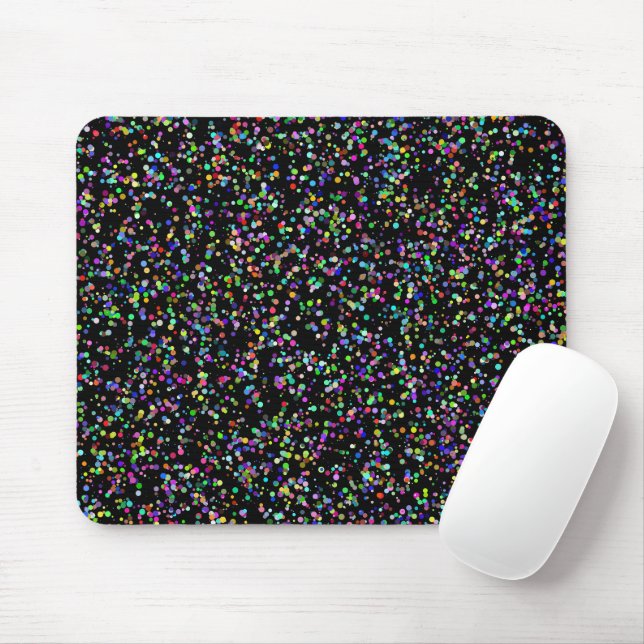Colourful circles bubbles on black unique pattern mouse mat (With Mouse)