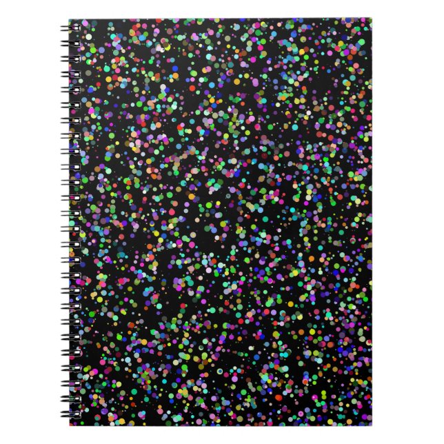 Colourful circles bubbles on black unique pattern notebook (Front)