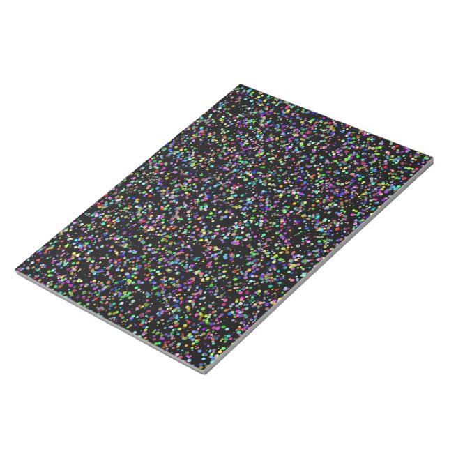 Colourful circles bubbles on black unique pattern notepad (Angled)
